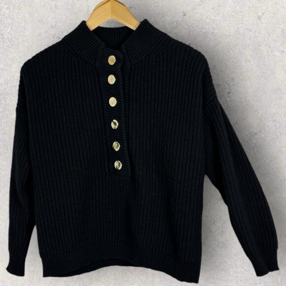 Sezane Wool Lucas Jumper Sweater Black Knit Size Small French - Picture 14 of 16